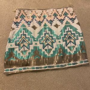 Francesca’s Southwestern Sequins Mini Skirt